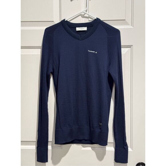 NWT VURNET 100% Wool JEAN VUARNET Dark Navy V-NECK JUMPER Crewneck Sweater M - Picture 5 of 16